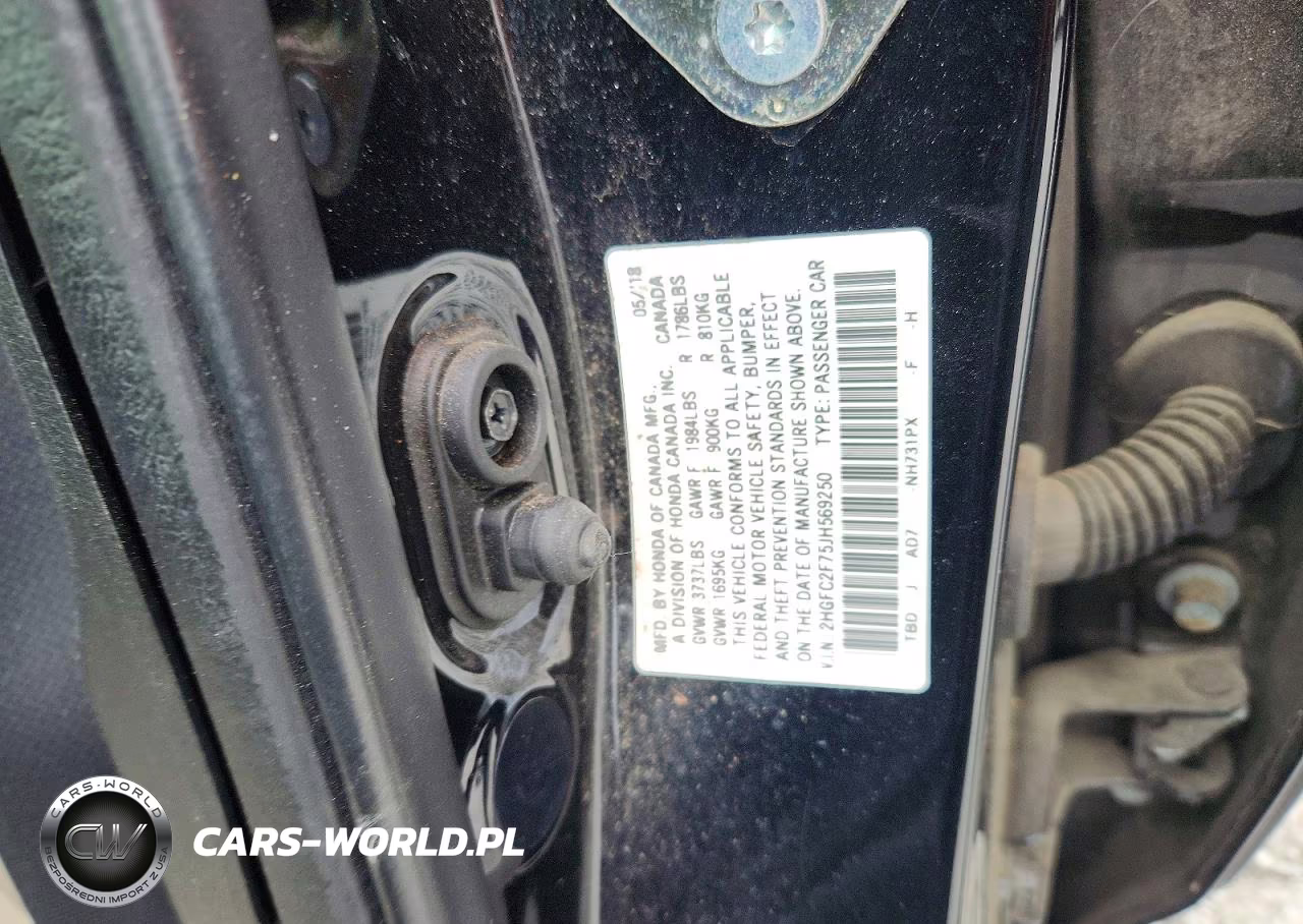 2018 Honda Civic Ex VIN:2HGFC2F75JH569250 - 12