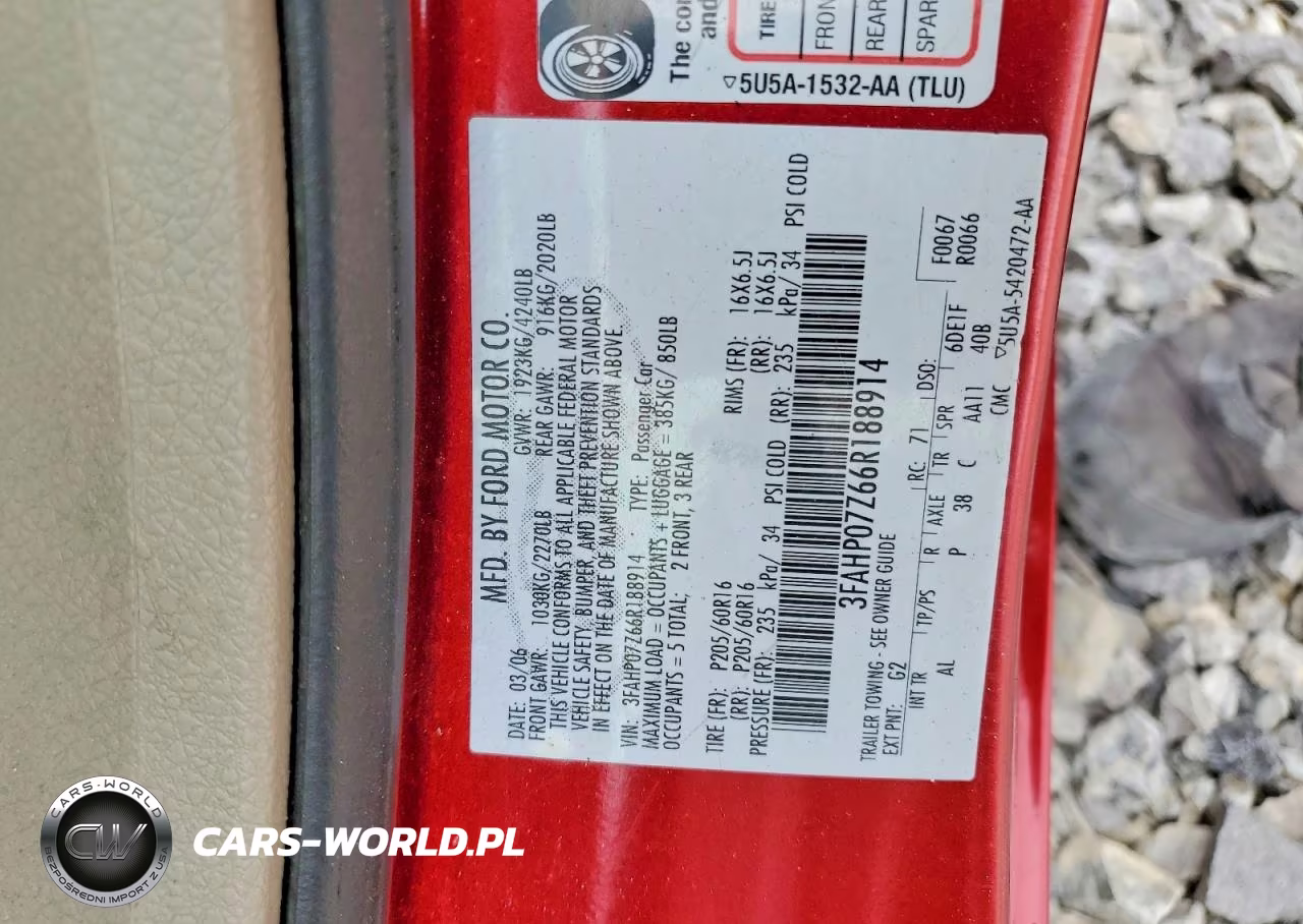 2006 Ford Fusion Se VIN:3FAHP07Z66R188914 - 12