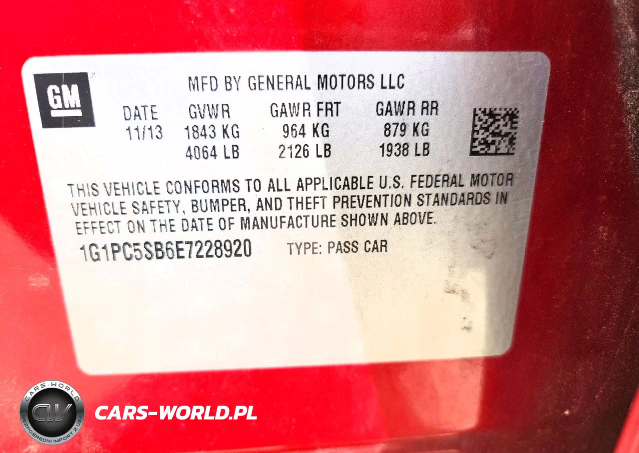 2014 Chevrolet Cruze Lt VIN:1G1PC5SB6E7228920 - 13