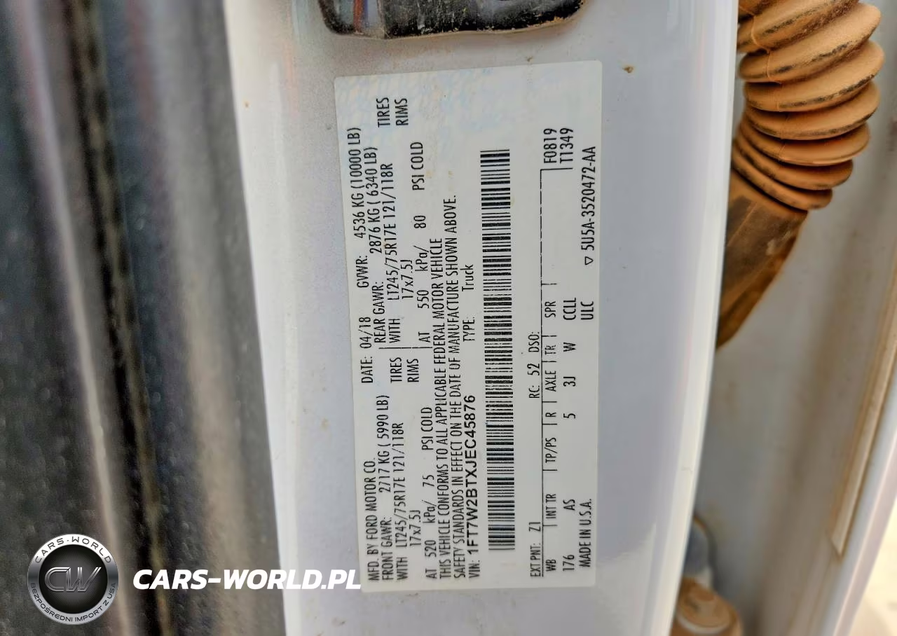 2018 Ford F250 Super Duty VIN:1FT7W2BTXJEC45876 - 12