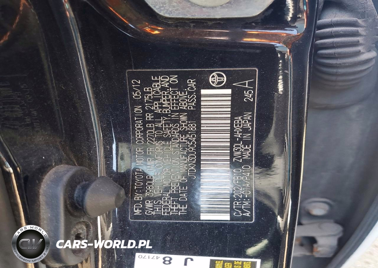 2012 Toyota Prius Two VIN:JTDKN3DU9C5451881 - 12