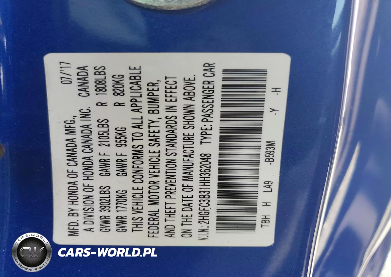 2017 Honda Civic Ex VIN:2HGFC3B31HH362048 - 13