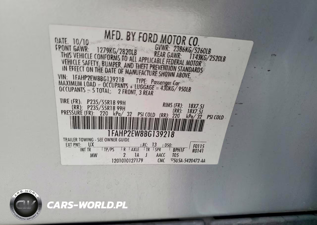 2011 Ford Taurus Sel VIN:1FAHP2EW8BG139218 - 12