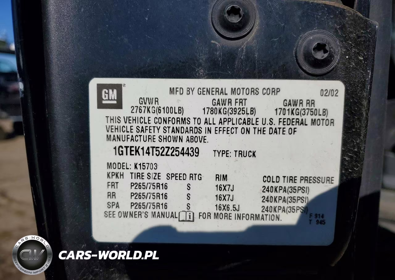 2002 GMC New Sierra K1500 VIN:1GTEK14T52Z254439 - 12