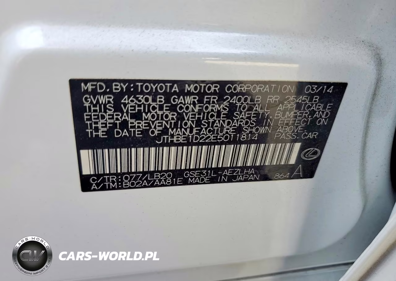2014 Lexus Is 350 VIN:JTHBE1D22E5011814 - 12
