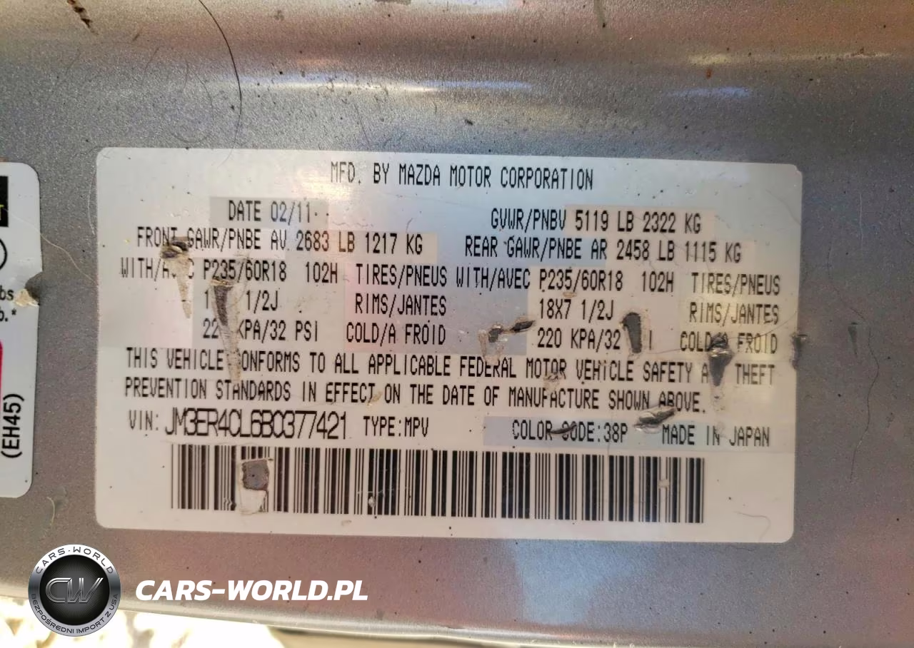 2011 Mazda Cx-7 VIN:JM3ER4CL6B0377421 - 13