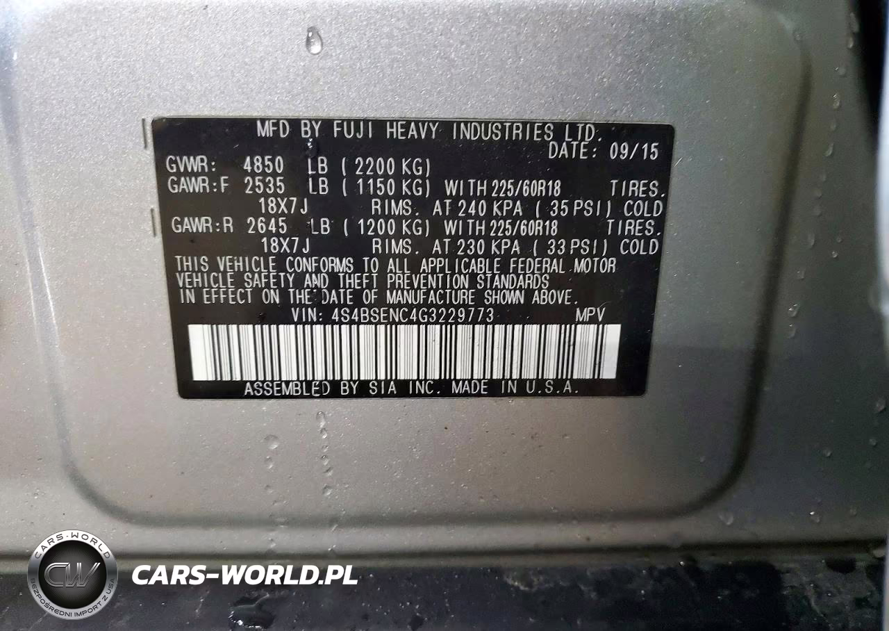 2016 Subaru Outback 3.6R Limited VIN:4S4BSENC4G3229773 - 12