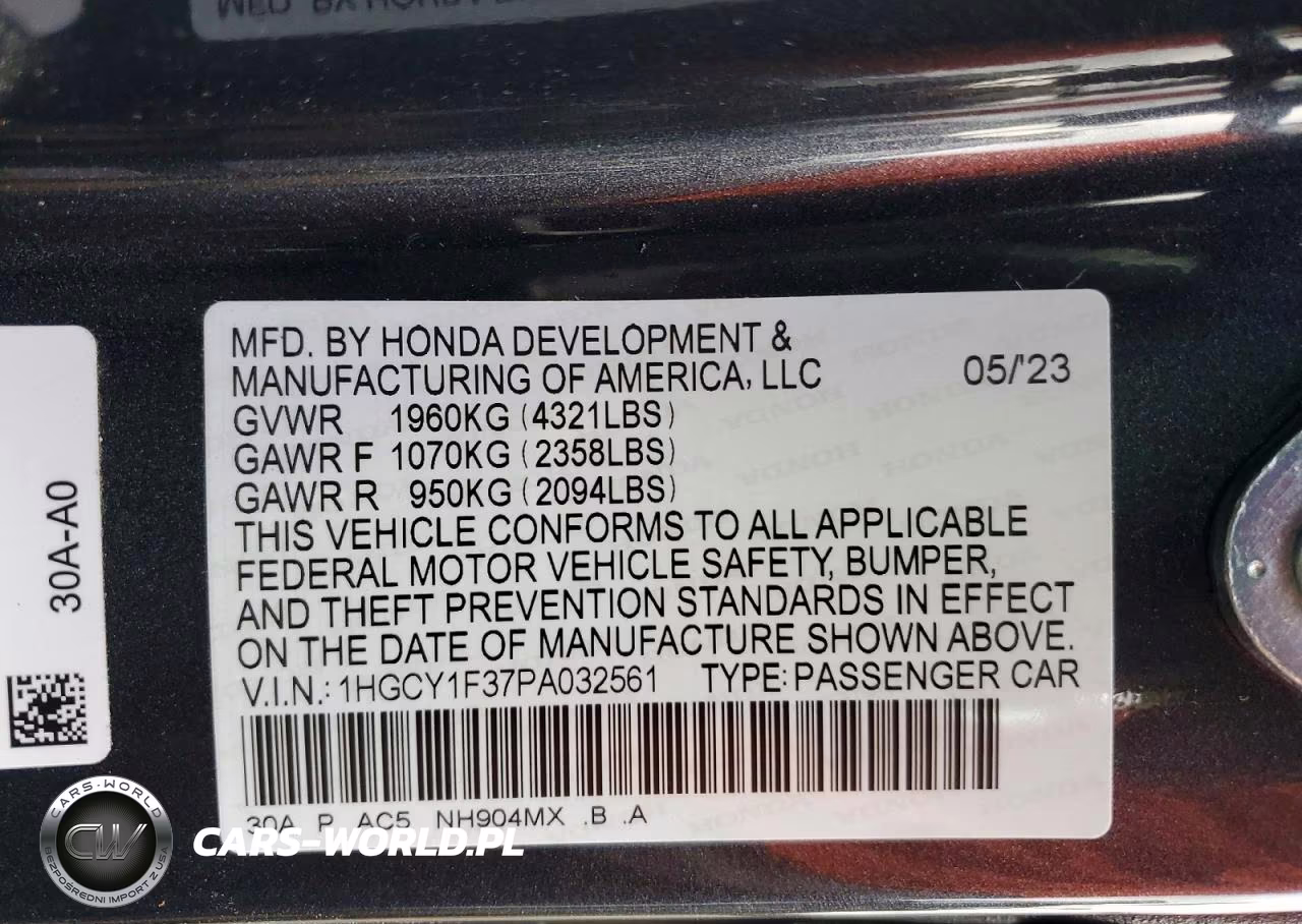 2023 Honda Accord Ex VIN:1HGCY1F37PA032561 - 12