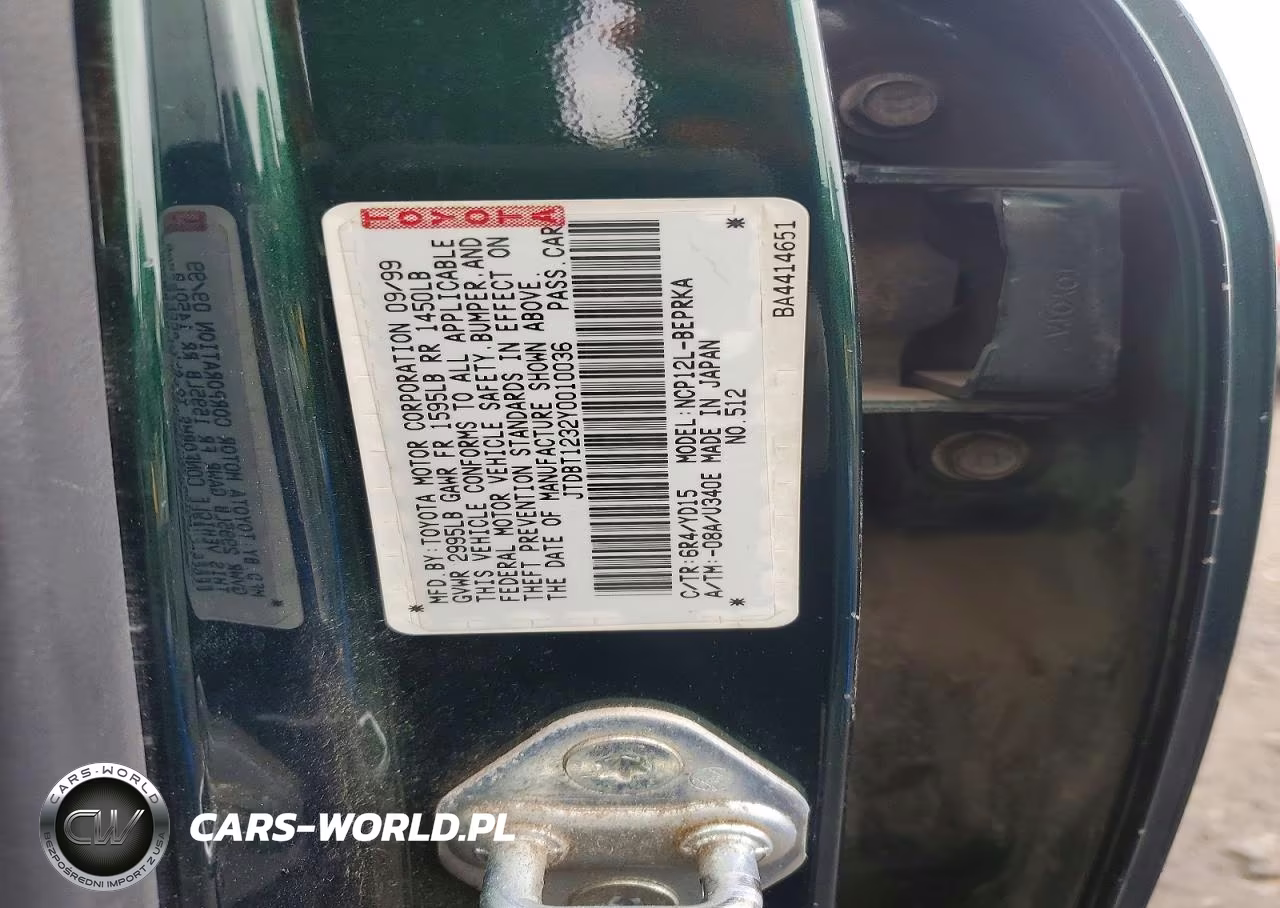 2000 Toyota Echo Base VIN:JTDBT1232Y0010036 - 13