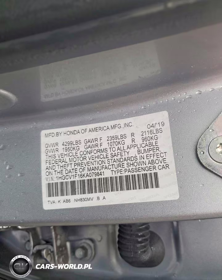 2019 Honda Accord Lx VIN:1HGCV1F16KA079841 - 13