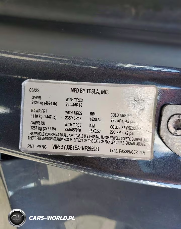 2022 Tesla Model 3 VIN:5YJ3E1EA1NF295981 - 13