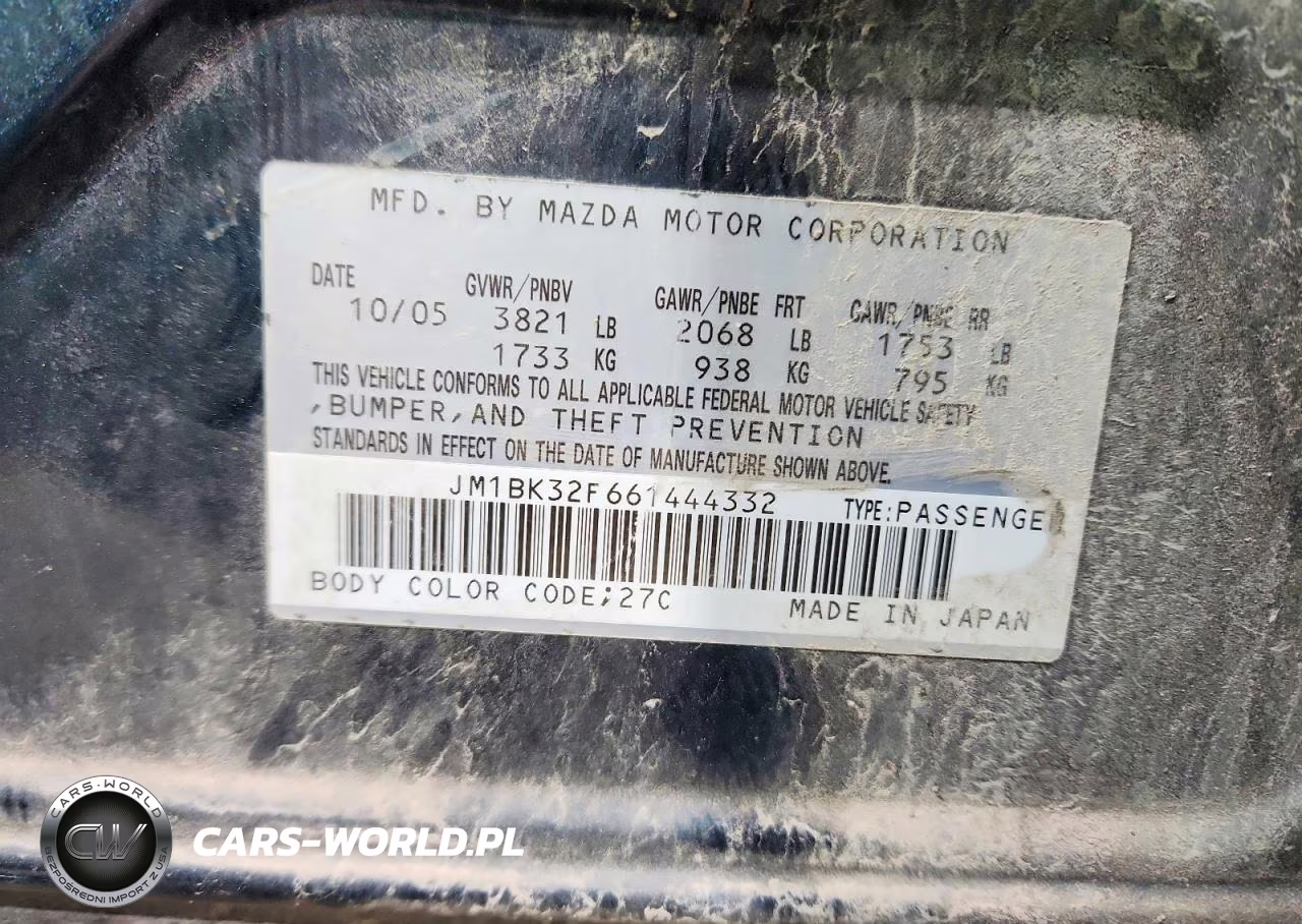 2006 Mazda 3 I VIN:JM1BK32F661444332 - 12