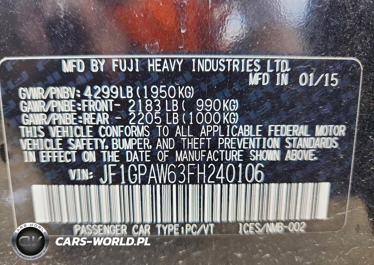 2015 Subaru Impreza Sport Limited VIN:JF1GPAW63FH240106 - 13