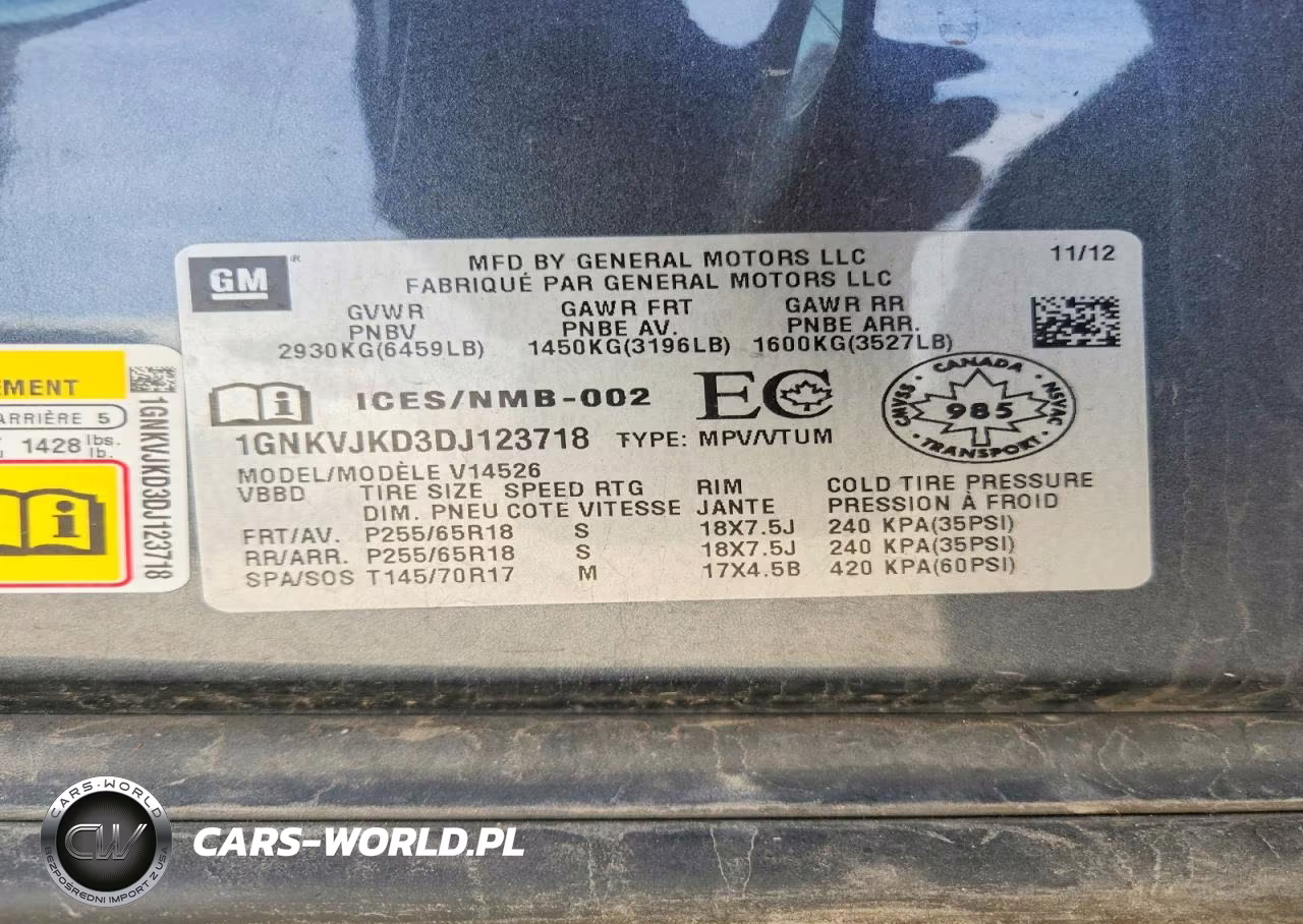 2013 Chevrolet Traverse Lt VIN:1GNKVJKD3DJ123718 - 13