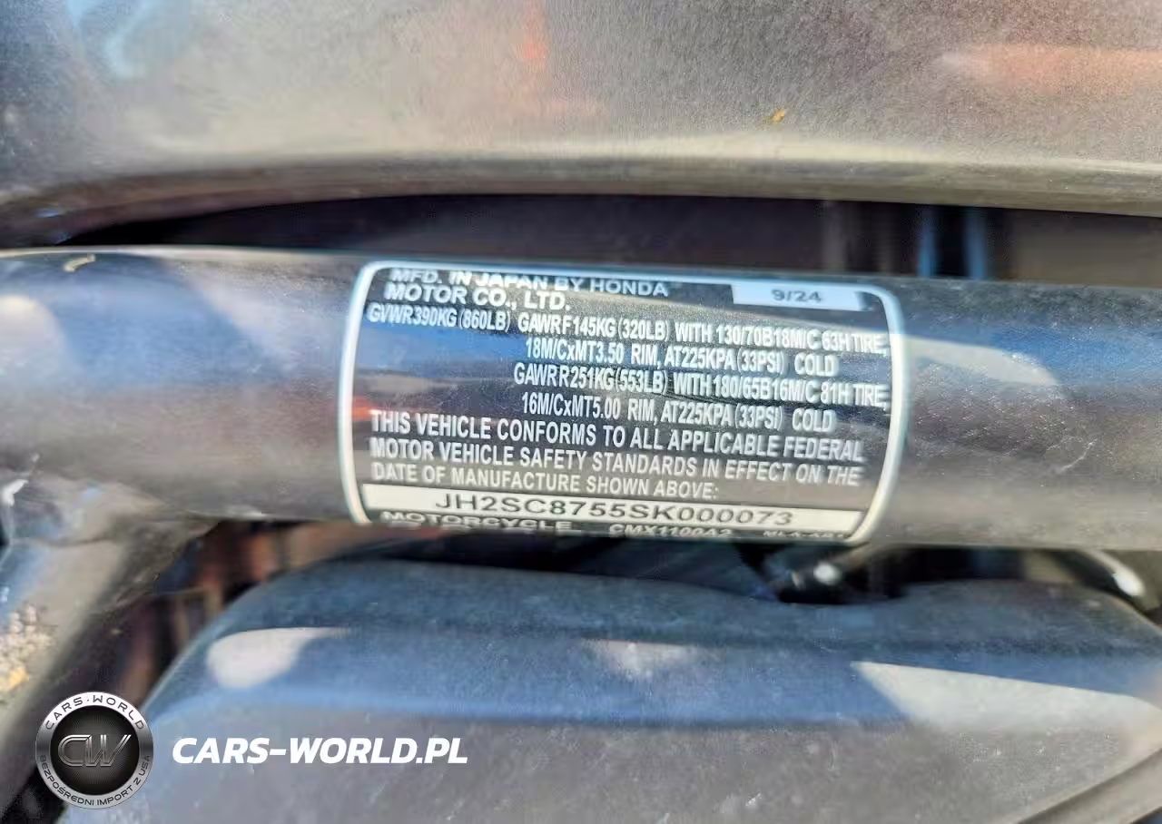2025 Honda Cmx1100 A2 VIN:JH2SC8755SK000073 - 10
