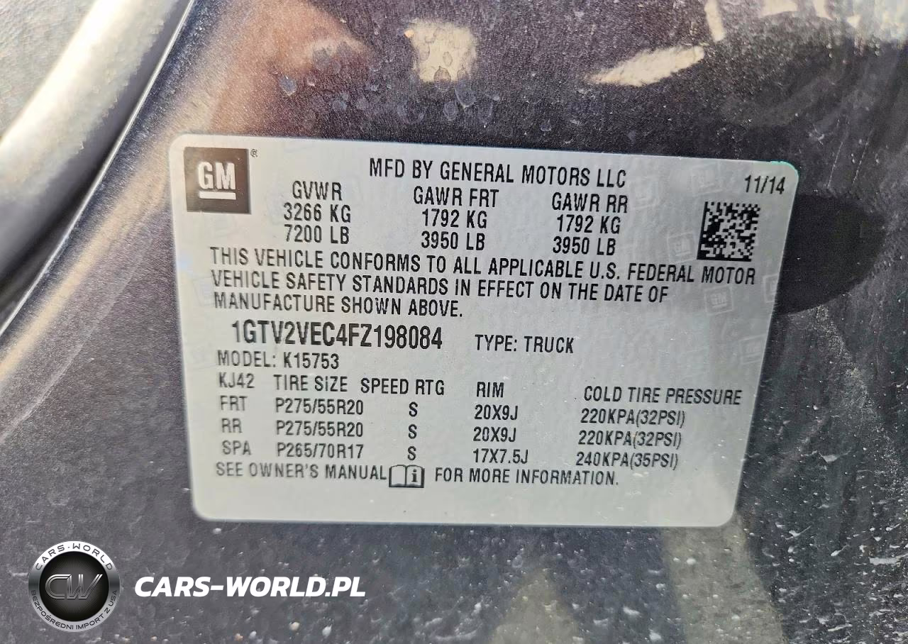 2015 GMC Sierra K1500 Slt VIN:1GTV2VEC4FZ198084 - 12