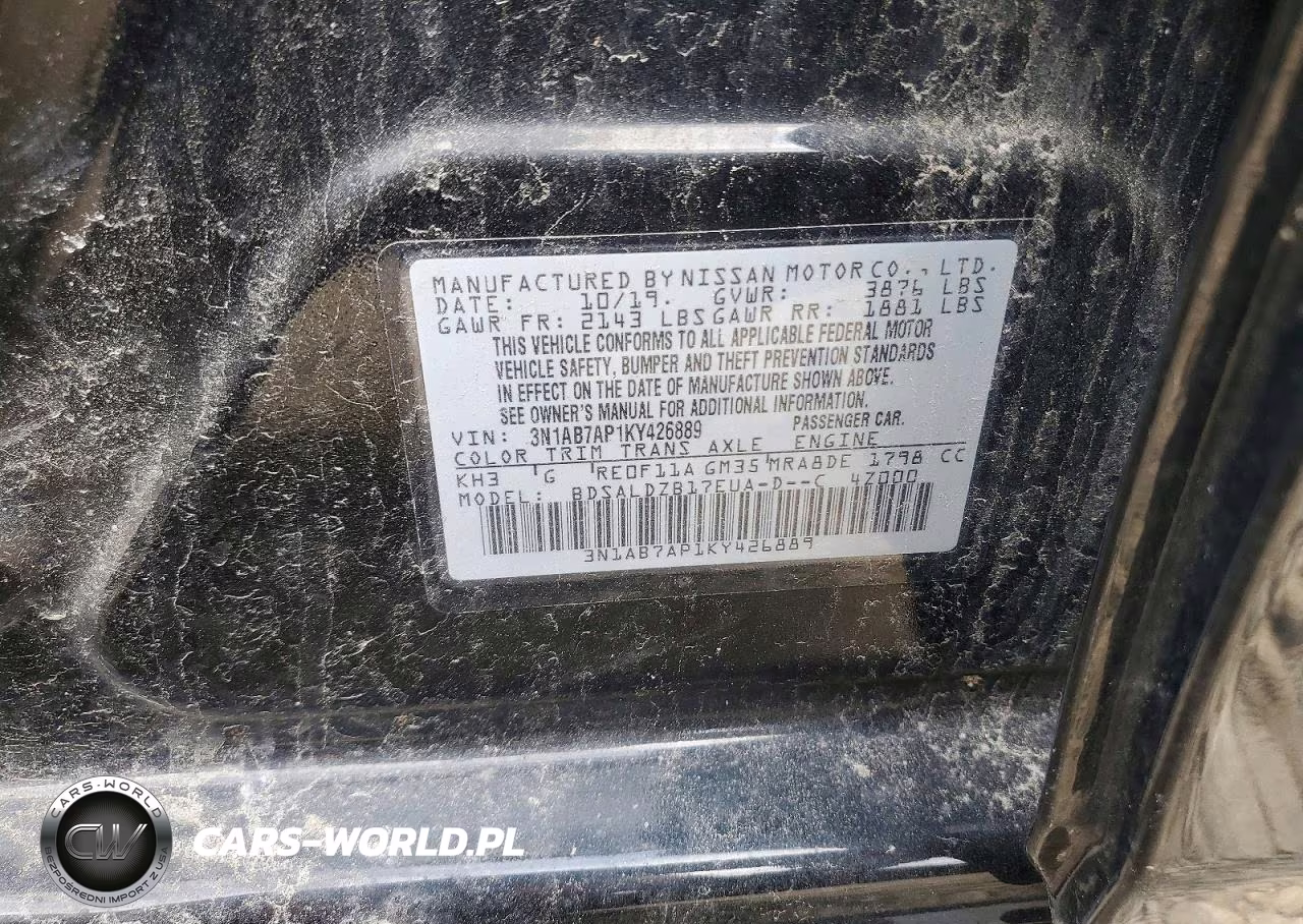 2019 Nissan Sentra Sv VIN:3N1AB7AP1KY426889 - 13