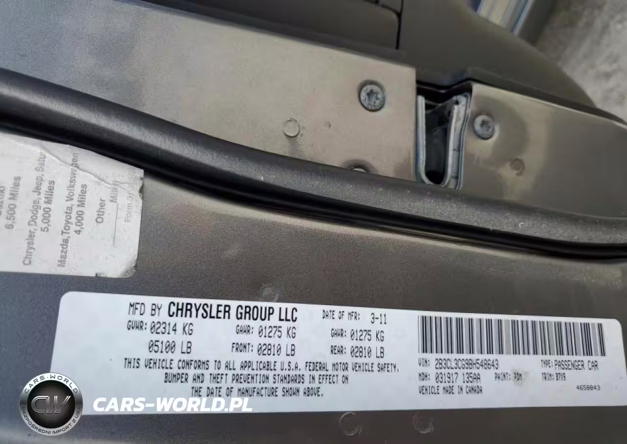 DODGE CHARGER VIN:2B3CL3CG9BH548643 - 12