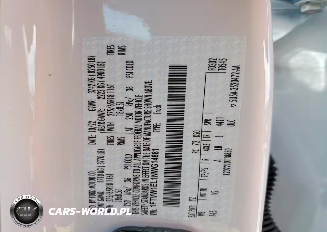 2022 Ford F150 Lightning Pro VIN:1FTVW1EL1NWG14881 - 12