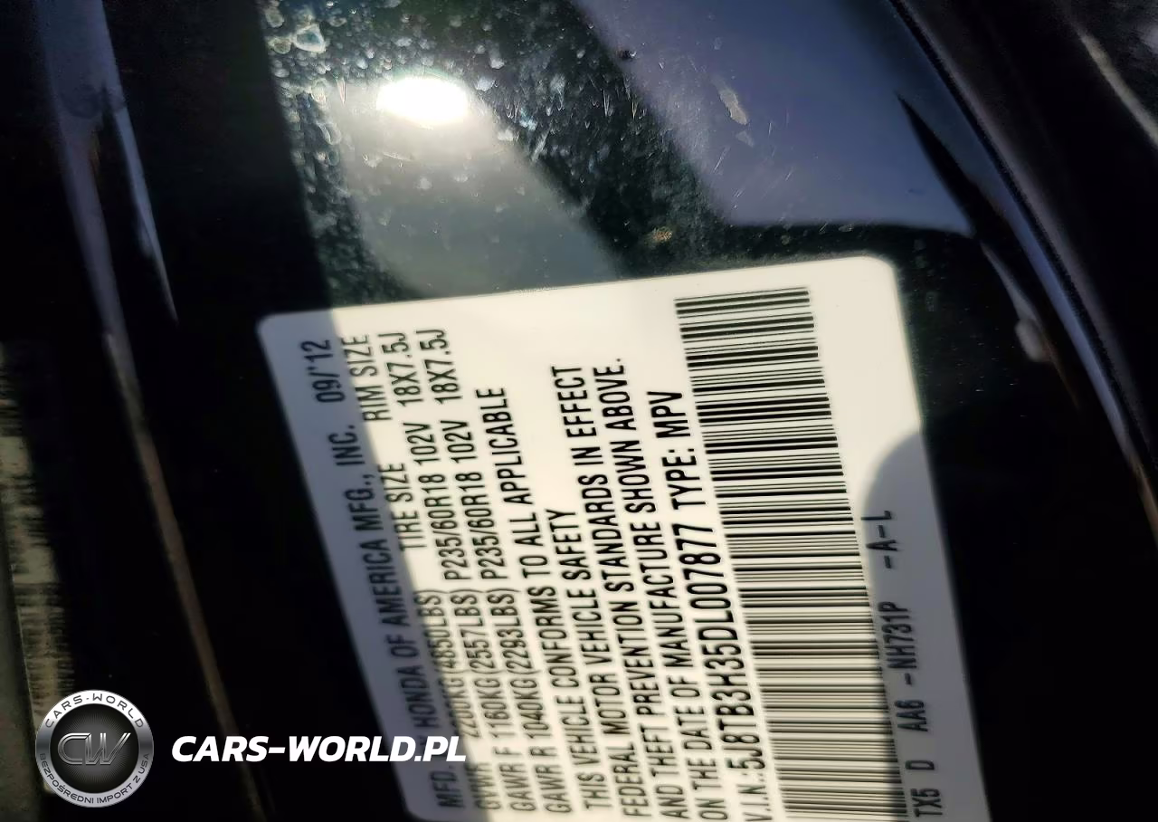 2013 Acura Rdx VIN:5J8TB3H35DL007877 - 13