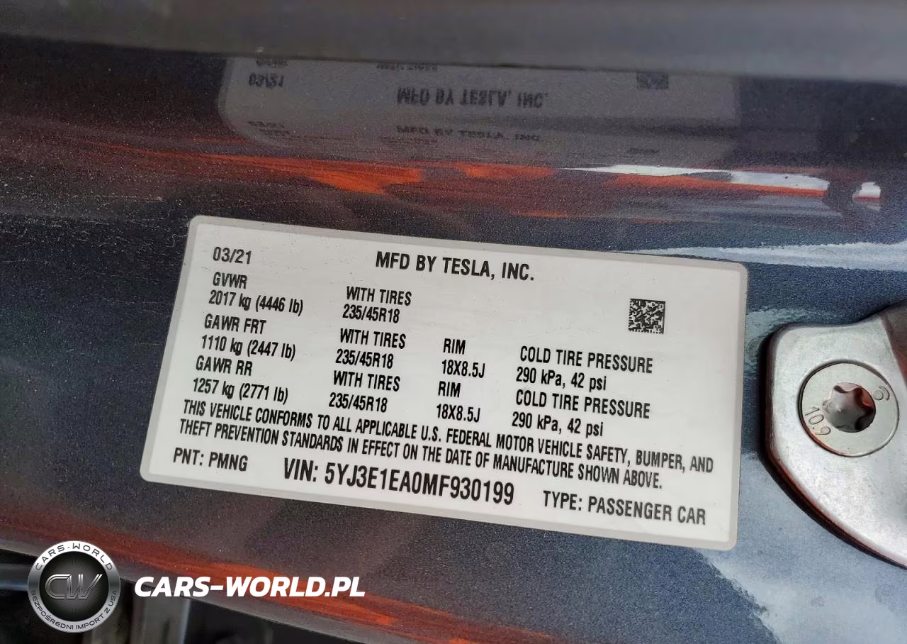 2021 Tesla Model 3 VIN:5YJ3E1EA0MF930199 - 12