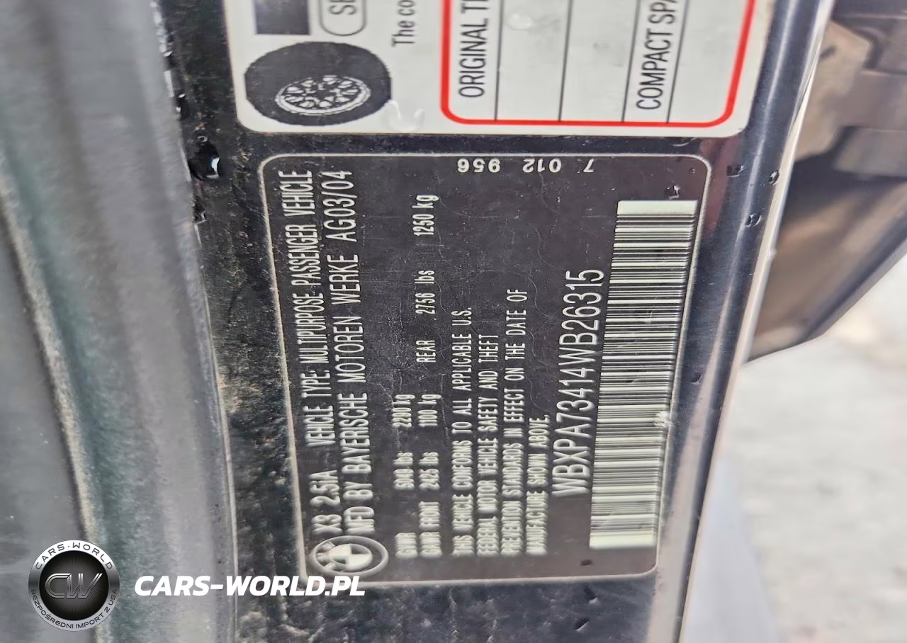 2004 BMW X3 2.5I VIN:WBXPA73414WB26315 - 13
