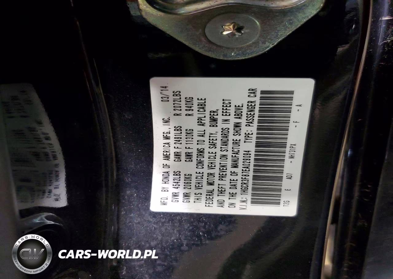 2014 Honda Accord Exl VIN:1HGCR3F87EA029094 - 12
