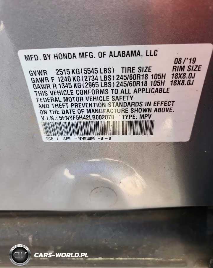 2020 Honda Pilot Exl VIN:5FNYF5H42LB002070 - 13