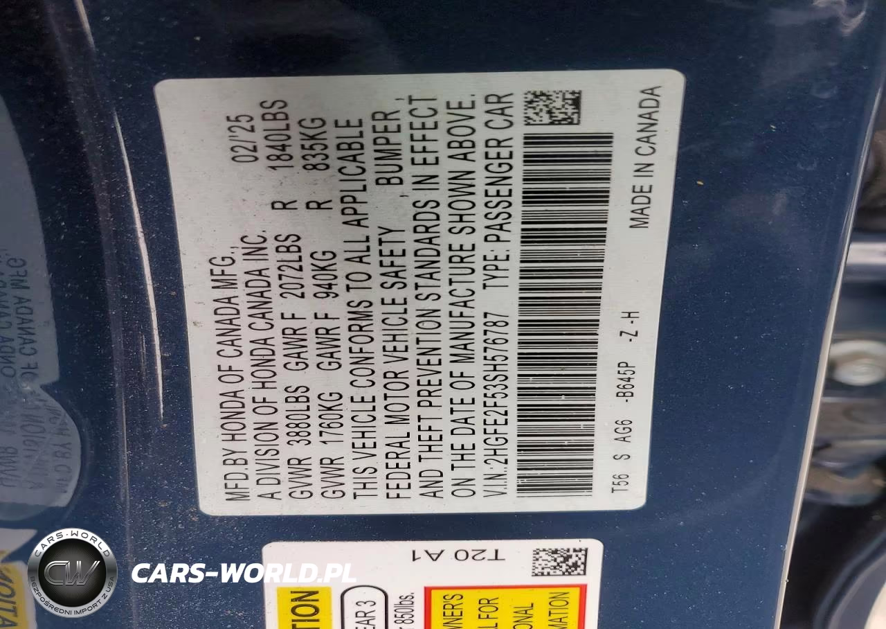 2025 Honda Civic Sport VIN:2HGFE2F53SH576787 - 12