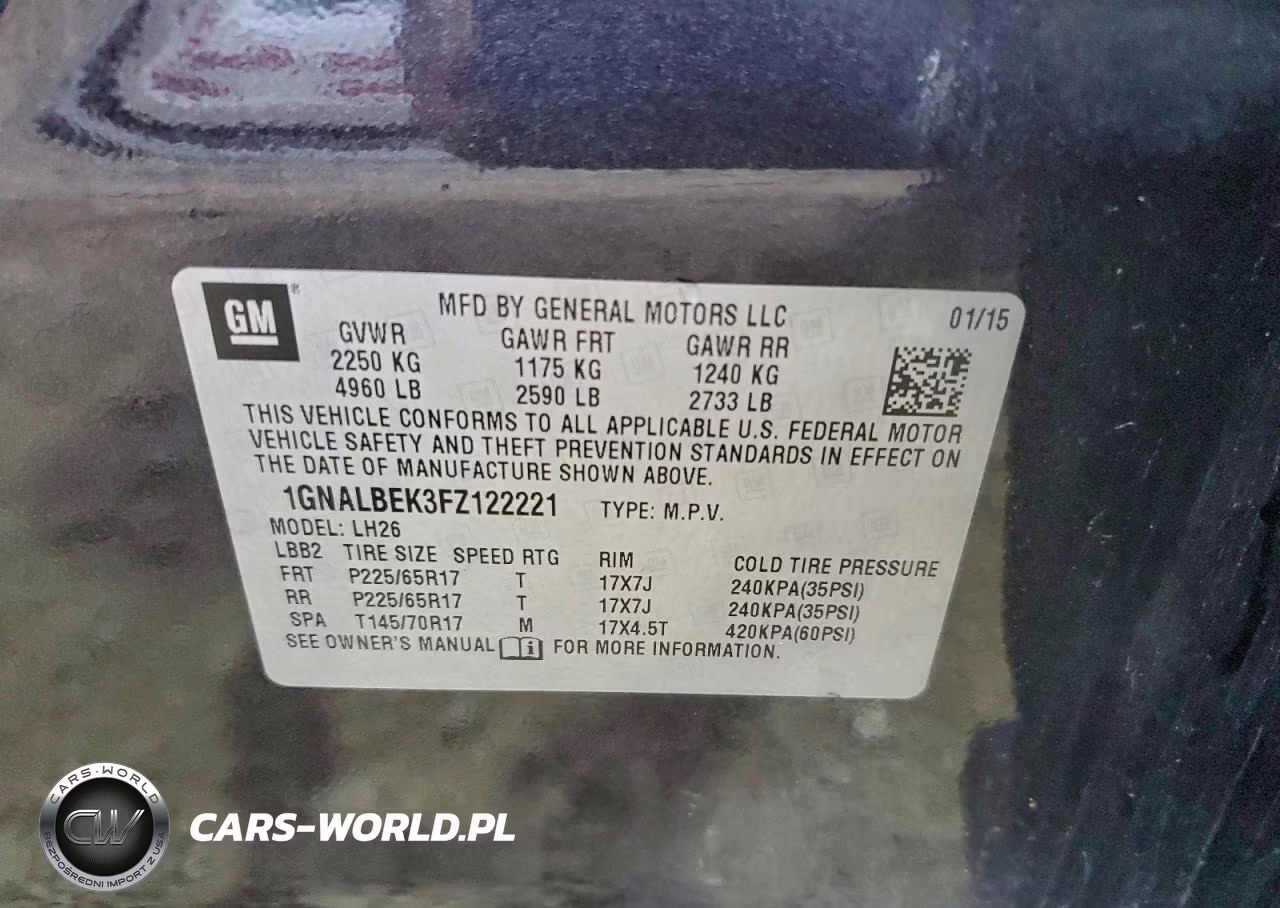 2015 Chevrolet Equinox Lt VIN:1GNALBEK3FZ122221 - 13