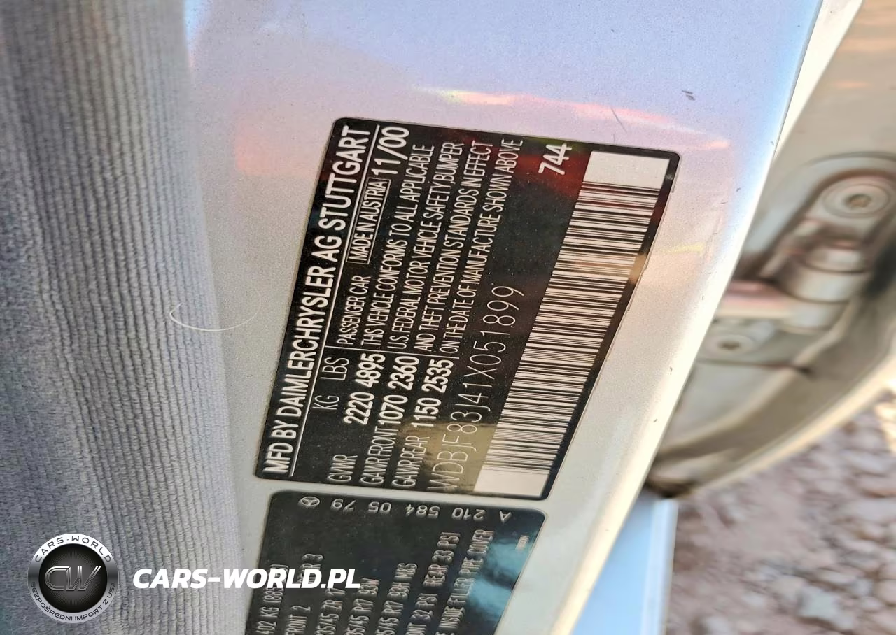 2001 Mercedes-Benz E 430 VIN:WDBJF83J41X051899 - 12