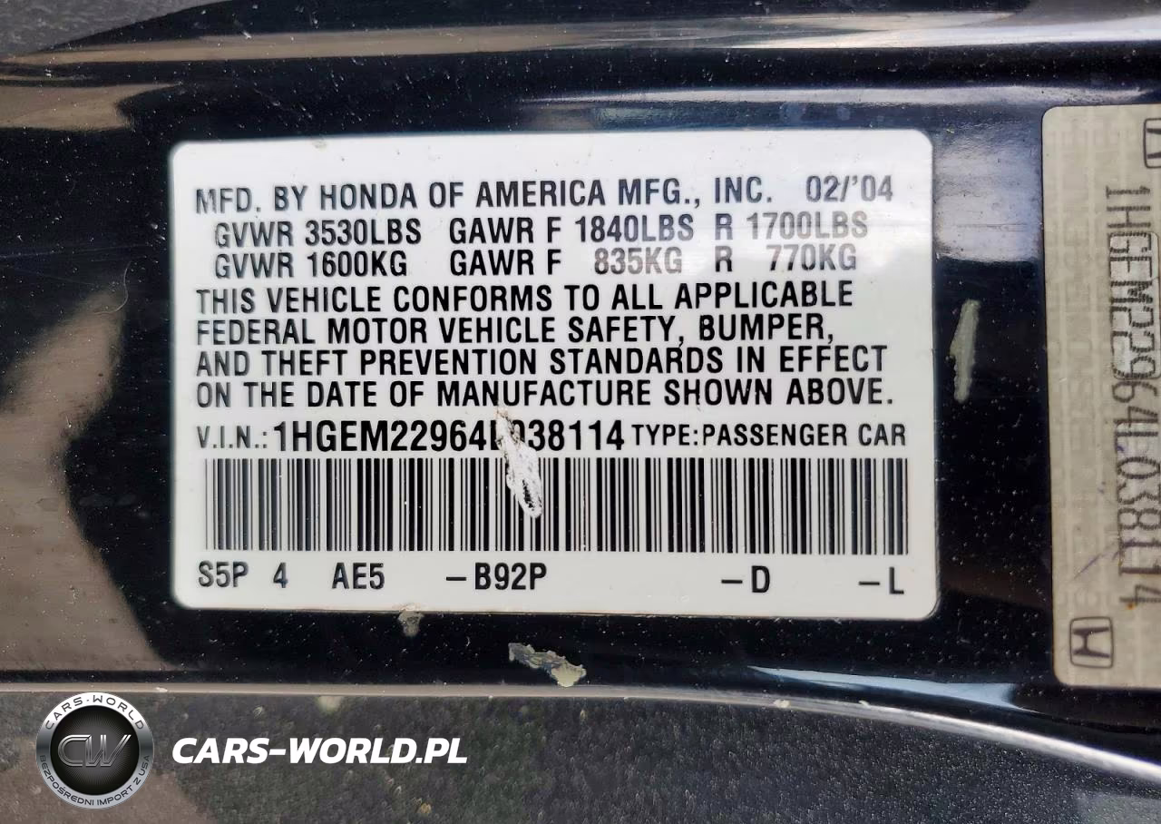 2004 Honda Civic Ex VIN:1HGEM22964L038114 - 12