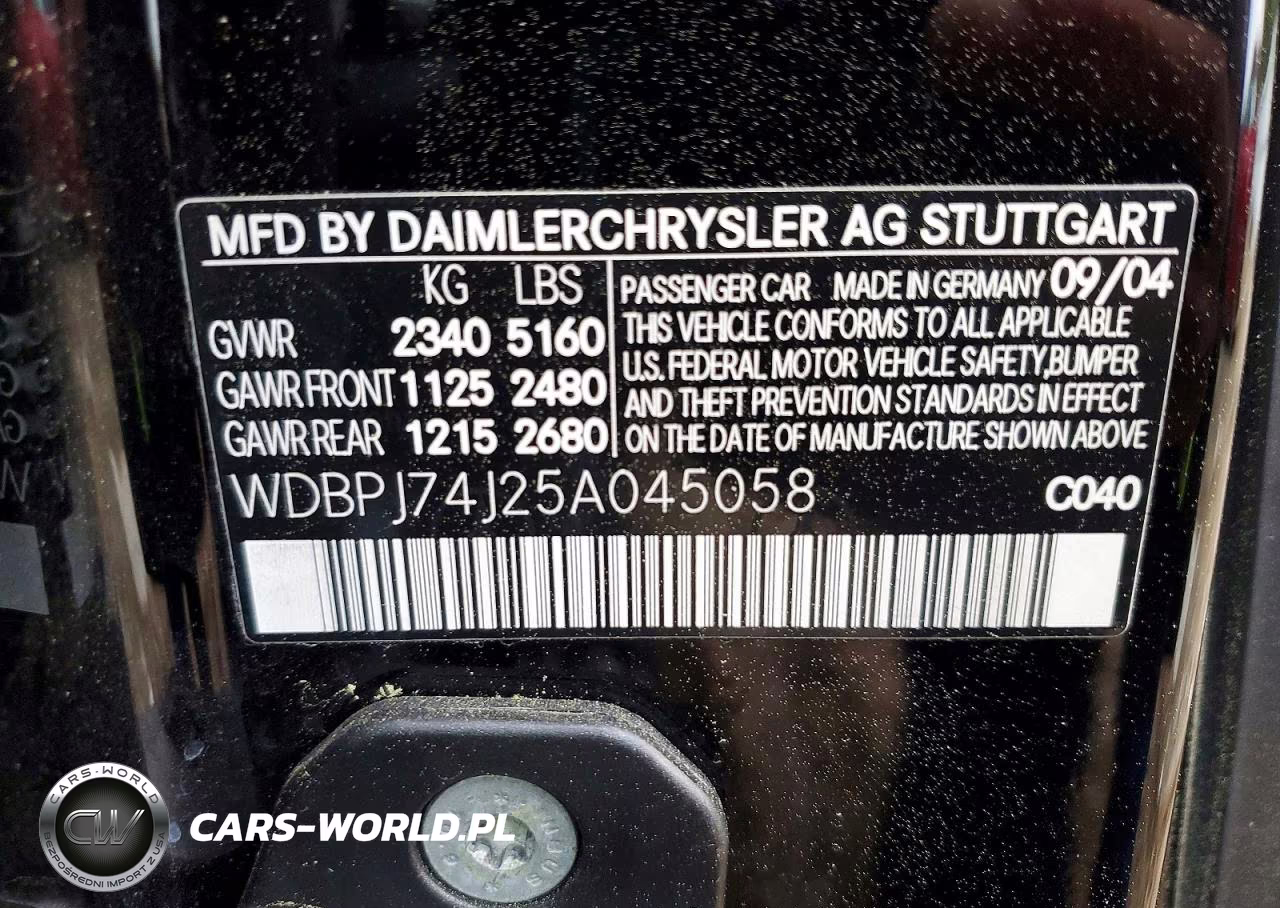 2005 Mercedes-Benz Cl 55 Amg VIN:WDBPJ74J25A045058 - 12