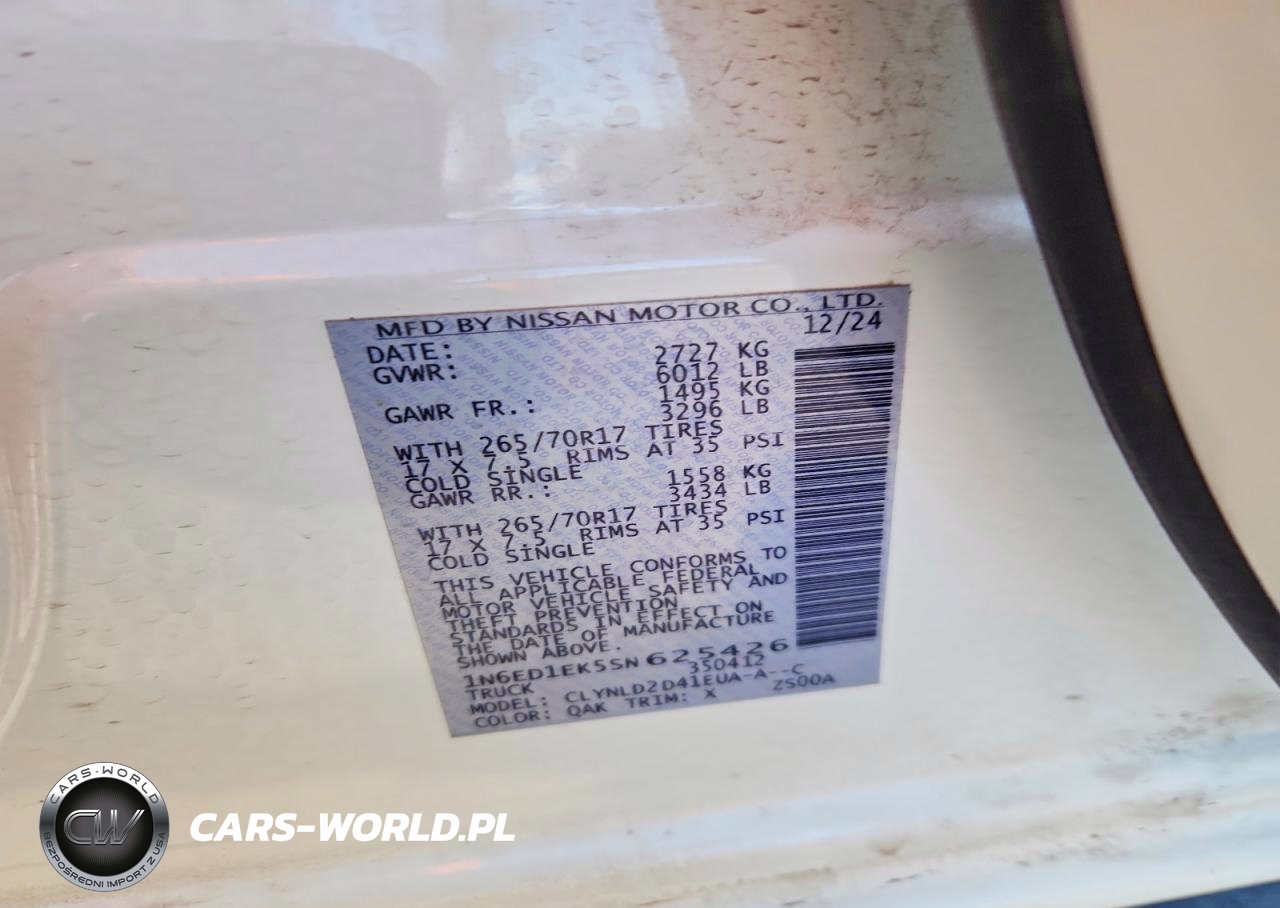 2025 Nissan Frontier Pro-4X VIN:1N6ED1EK5SN625426 - 12
