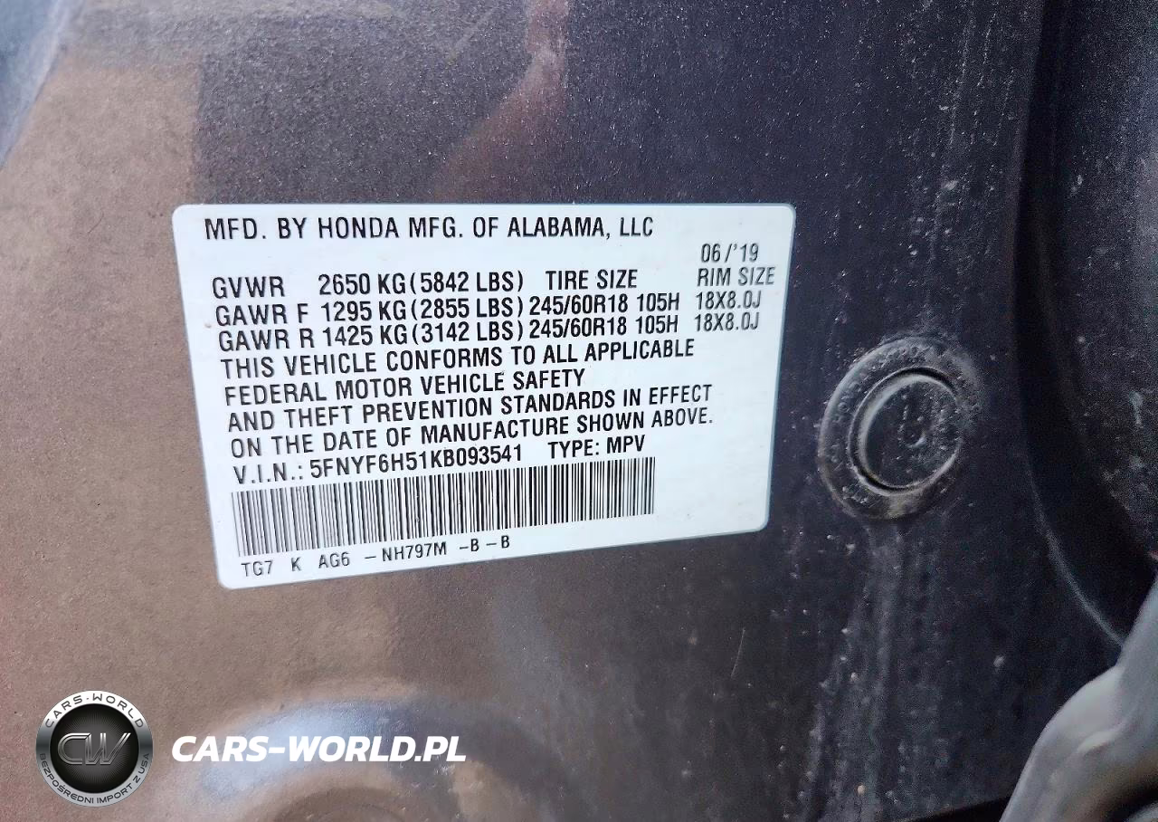 2019 Honda Pilot Exl VIN:5FNYF6H51KB093541 - 13
