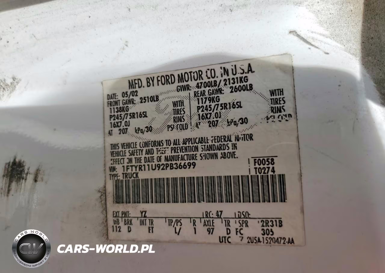 2002 Ford Ranger VIN:1FTYR11U92PB36699 - 12