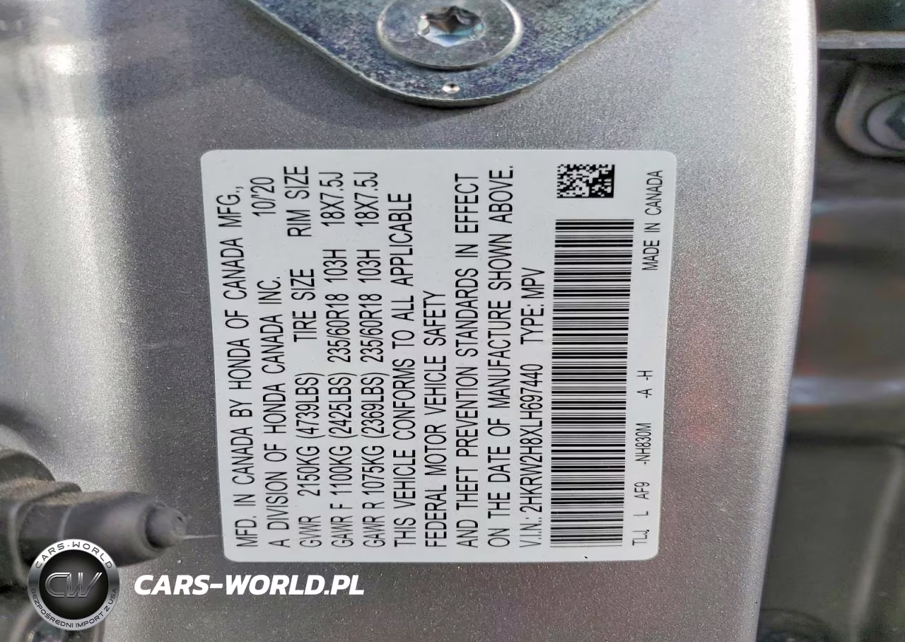 2020 Honda Cr-V Exl VIN:2HKRW2H8XLH697440 - 13