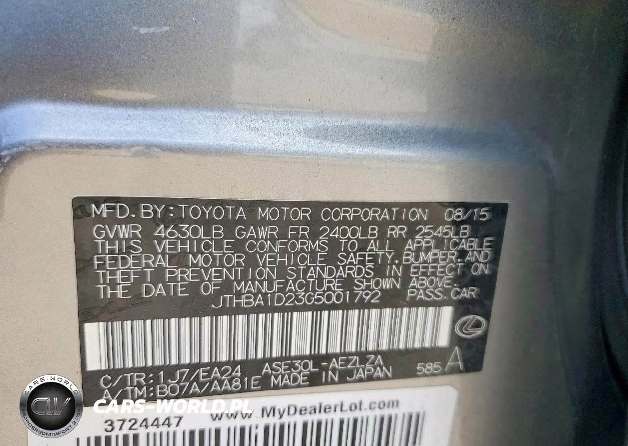 2016 Lexus Is 200T Base VIN:JTHBA1D23G5001792 - 12