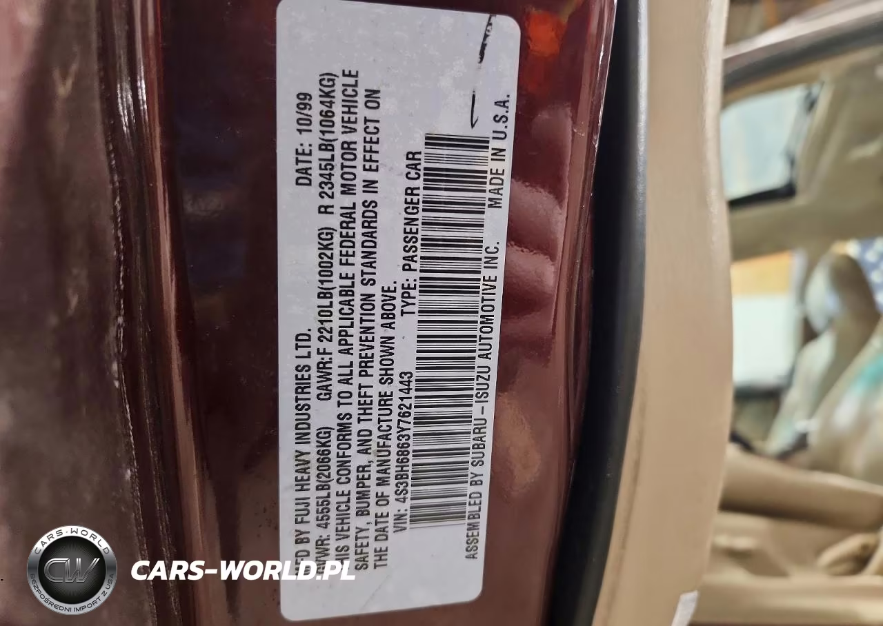 2000 Subaru Legacy Outback Limited VIN:4S3BH6863Y7621443 - 12