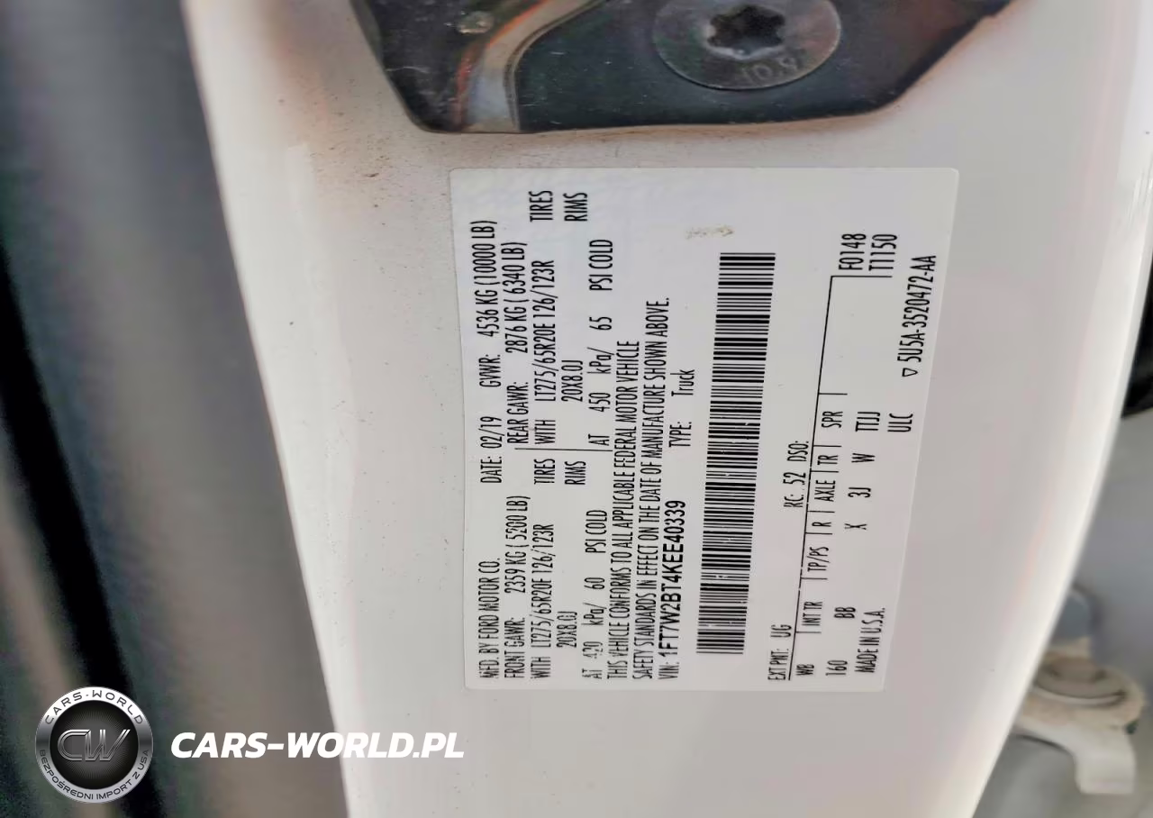 2019 Ford F250 Super Duty VIN:1FT7W2BT4KEE40339 - 12