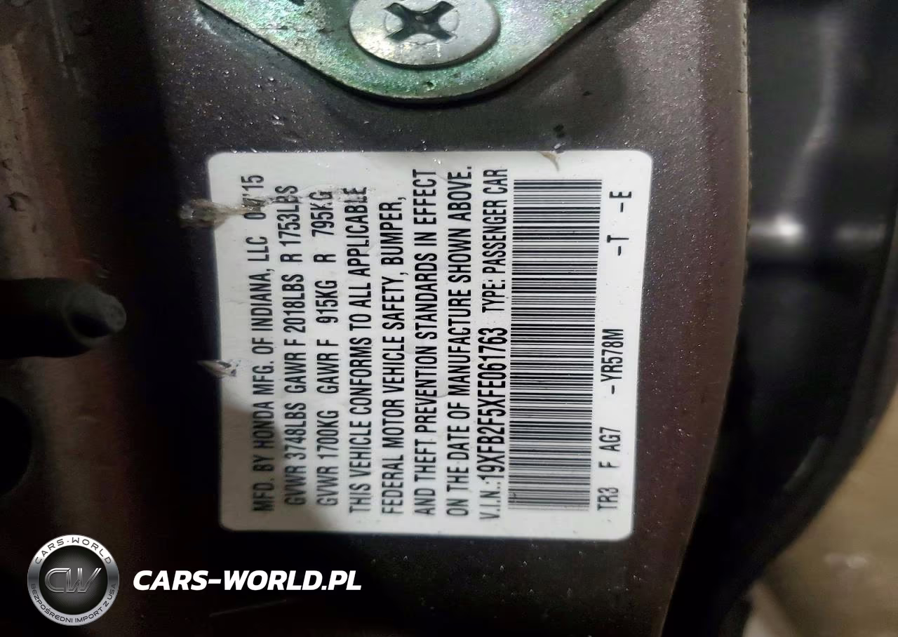 2015 Honda Civic Lx VIN:19XFB2F5XFE061763 - 12