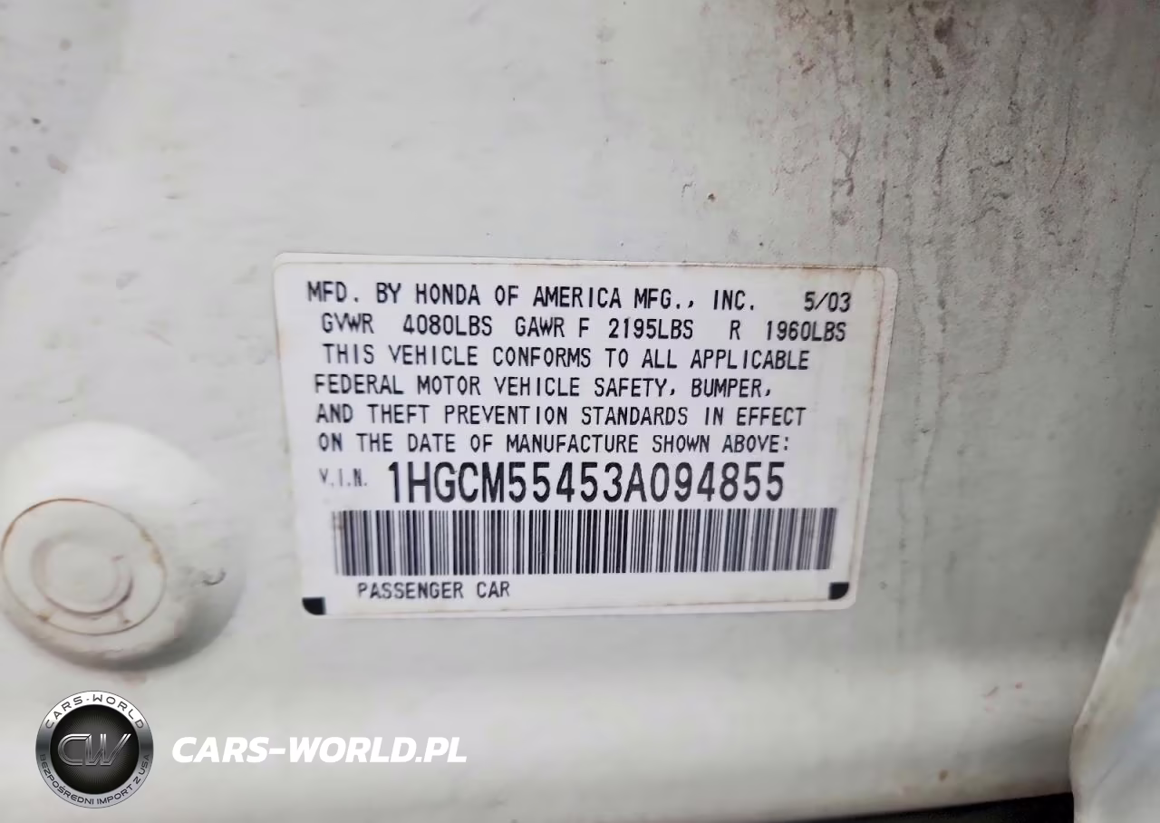 2003 Honda Accord Lx VIN:1HGCM55453A094855 - 12