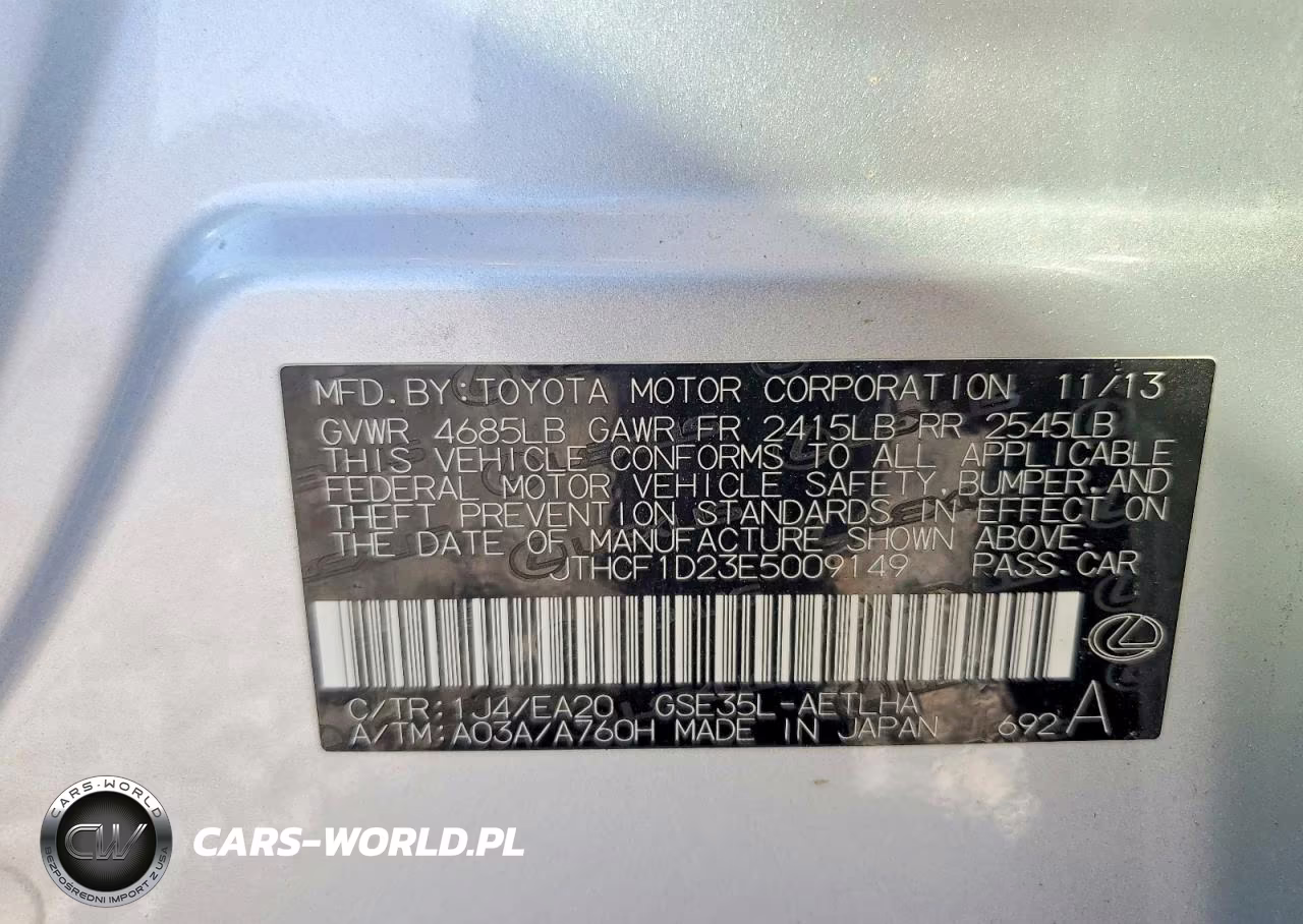 2014 Lexus Is 250 Base VIN:JTHCF1D23E5009149 - 12
