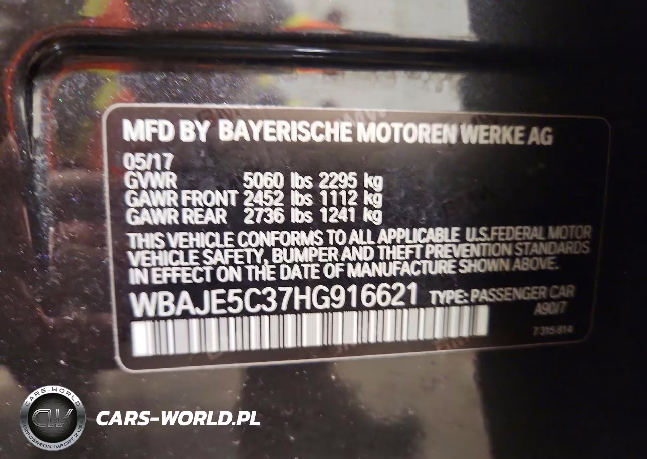 2017 BMW 540 I VIN:WBAJE5C37HG916621 - 13