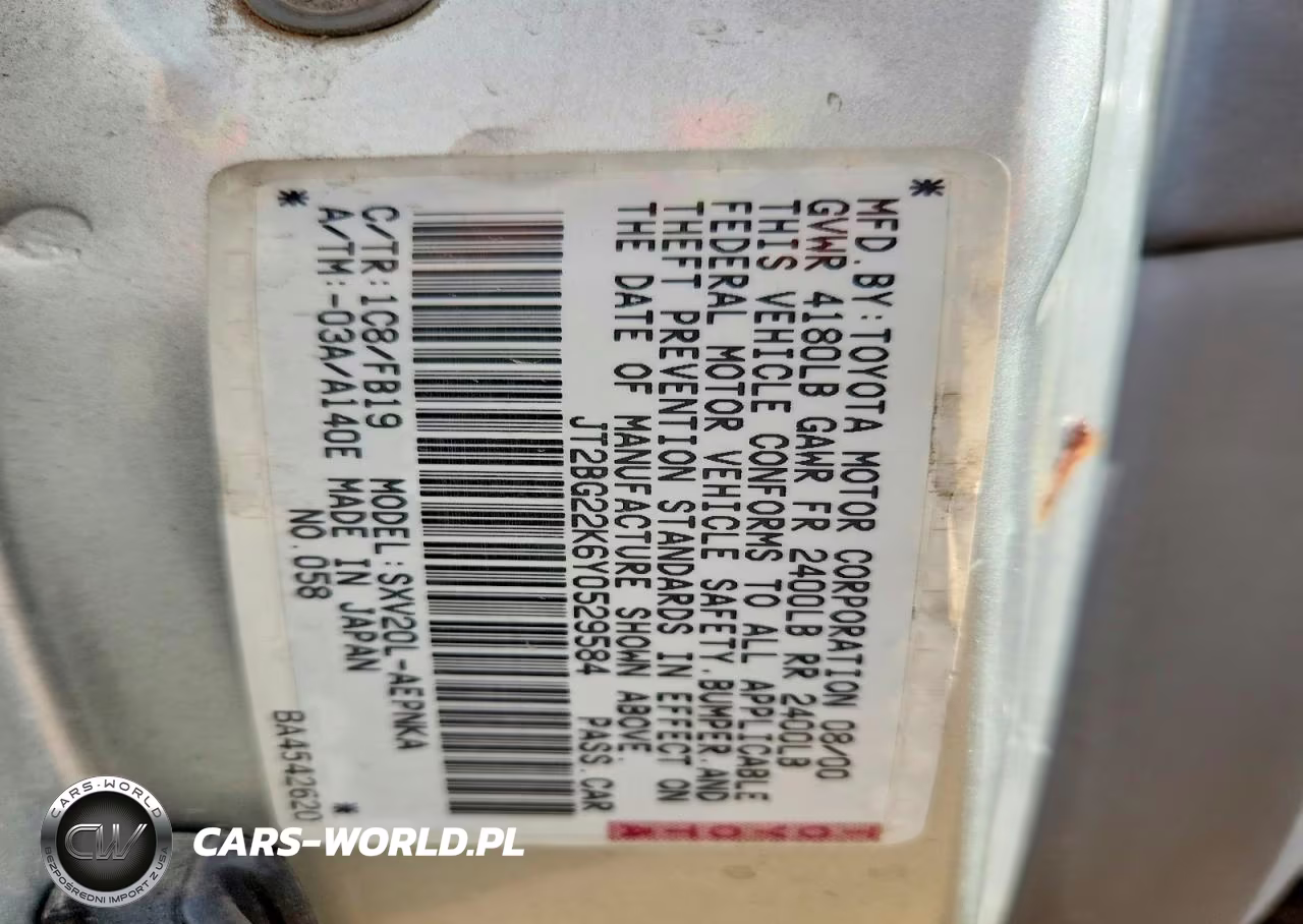 2000 Toyota Camry Le VIN:JT2BG22K6Y0529584 - 12