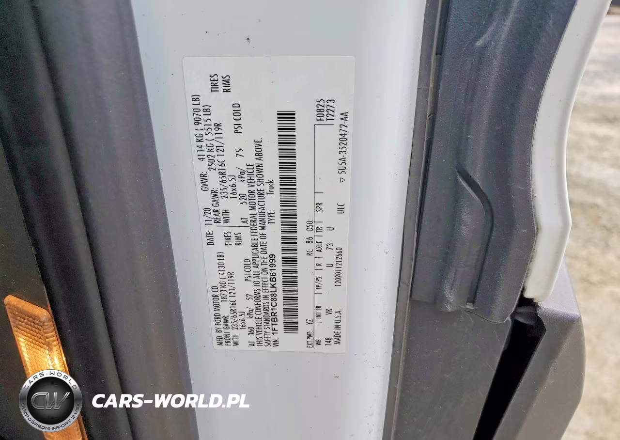 2020 Ford Transit T-250 VIN:1FTBR1C88LKB61999 - 13