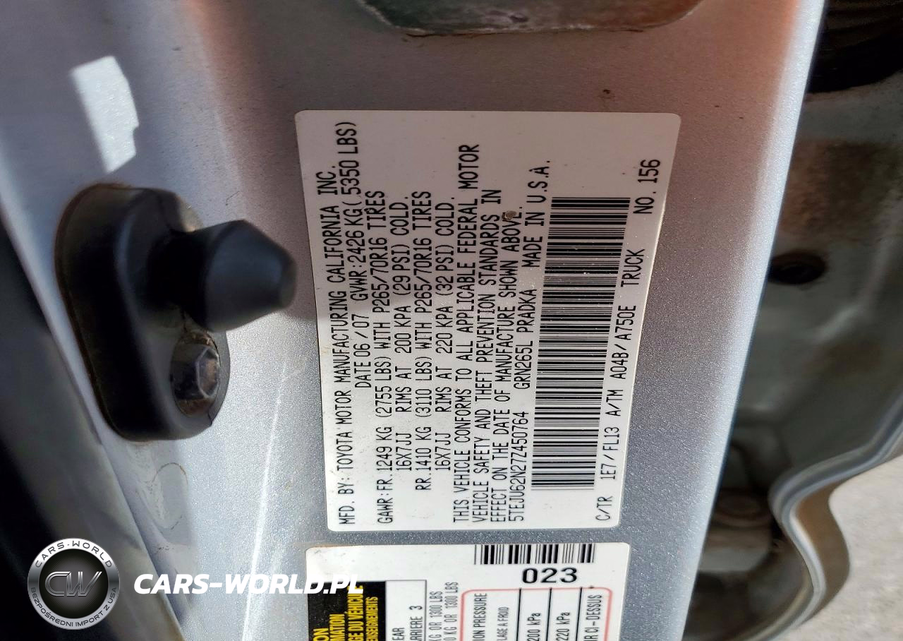 2007 Toyota Tacoma Prerunner V6 VIN:5TEJU62N27Z450764 - 13