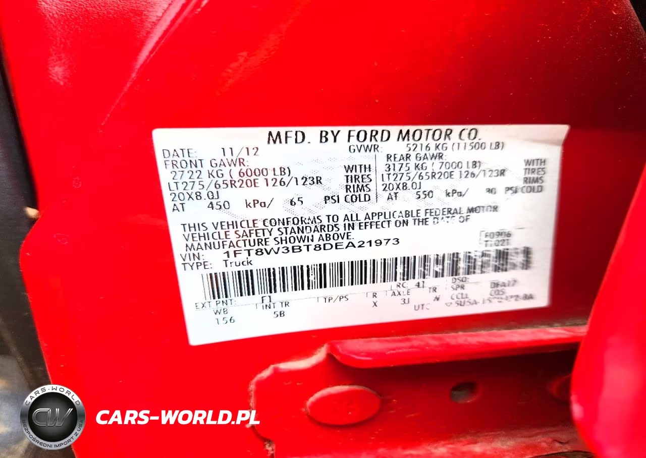 2013 Ford F350 Super Duty VIN:1FT8W3BT8DEA21973 - 12