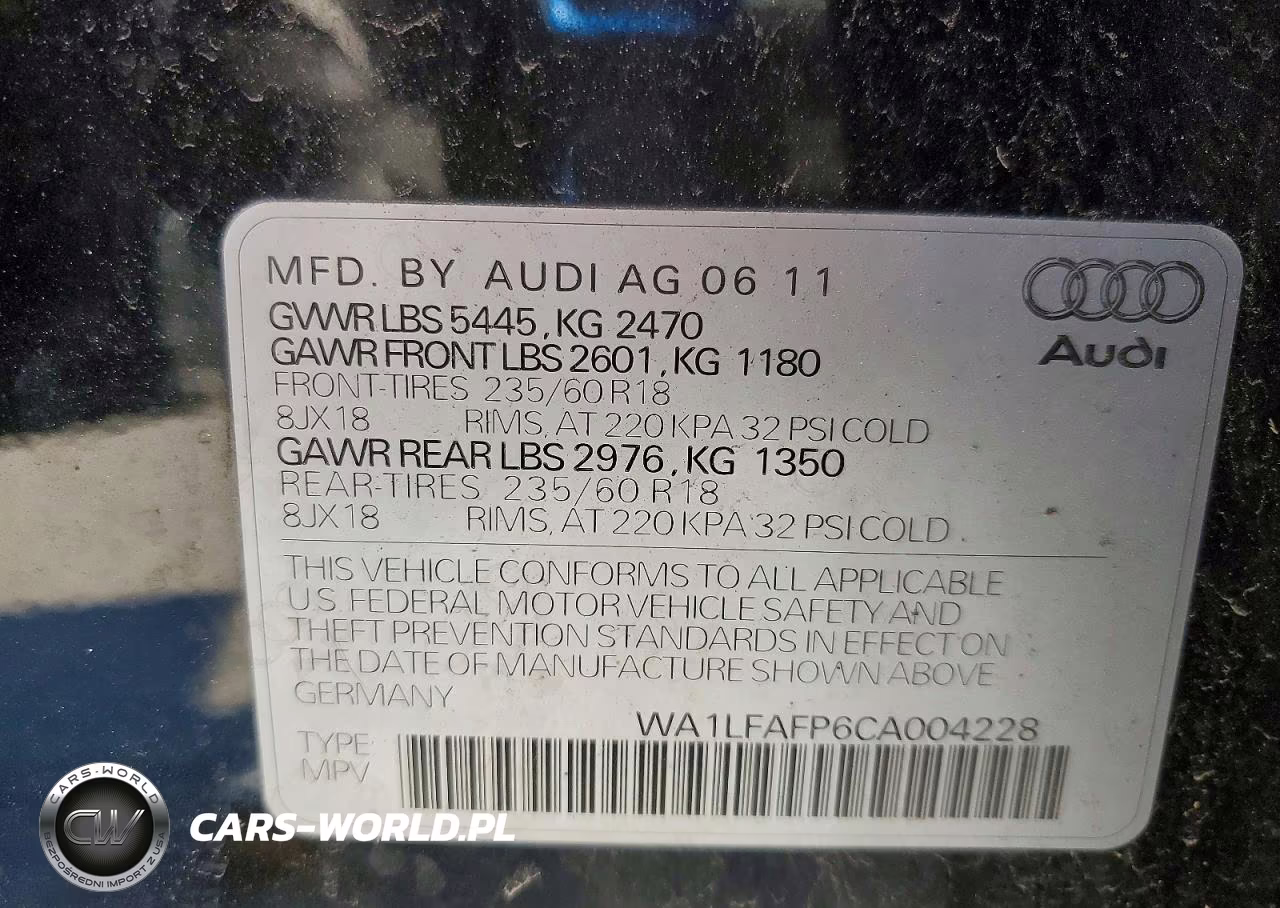 2012 Audi Q5 VIN:WA1LFAFP6CA004228 - 13