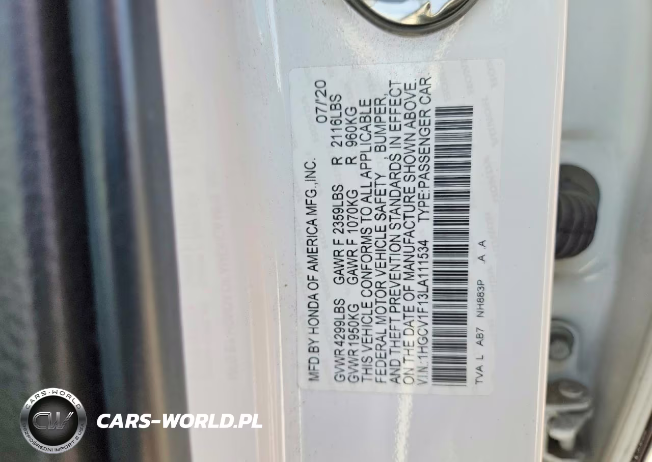 2020 Honda Accord Lx VIN:1HGCV1F13LA111534 - 12